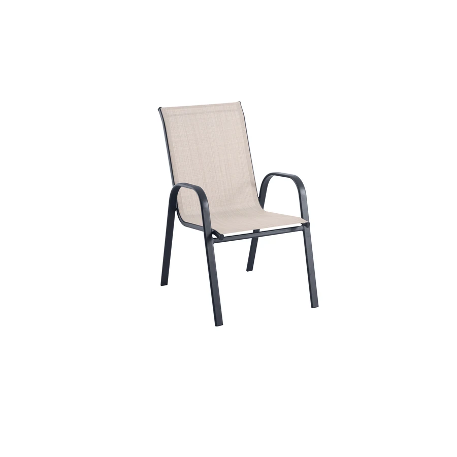 Style Selections Beige Stackable Outdoor Chair With Black Metal Frame 9 Style Selections Beige Stackable Outdoor Chair With Black Metal Frame - Image 7