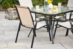 Style Selections Beige Stackable Outdoor Chair With Black Metal Frame 11 Style Selections Beige Stackable Outdoor Chair With Black Metal Frame -Style Selections 1063065 AlternateImage1