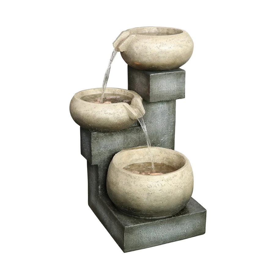 Style Selections Lighted 3 Rock Bowls Fountain