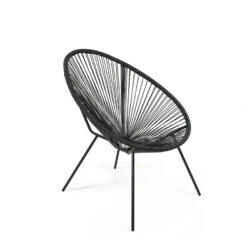 Style Selections String Modern Coco Wicker Stackle Metal Stationary Bistro Chair Strap Seat