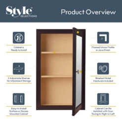 Style Selections 15.75-in X 25.75-in Rectangle Surface/Recessed Medicine Cabinet With Mirror