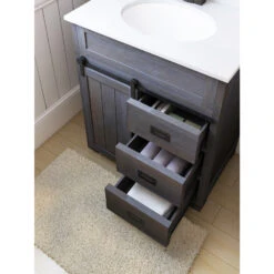 Style Selections Morriston 30-in Single Sink Distressed Java Bathroom Vanity With Engineered Stone Top